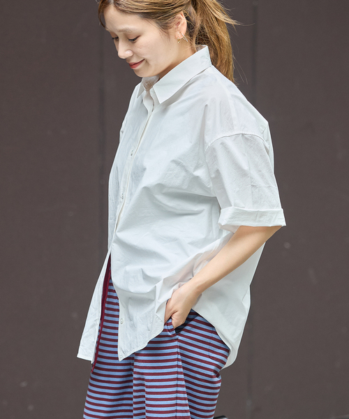 JOURNAL STANDARD(ジャーナルスタンダード)の「【oaedit】リンクルタイプライター ハーフスリーブシャツ(シャツ/ブラウス・レディース・ライトブルー/ホワイト・FREE)」の10枚目の写真
