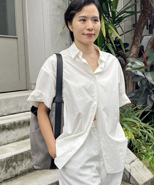 JOURNAL STANDARD(ジャーナルスタンダード)の「【oaedit】リンクルタイプライター ハーフスリーブシャツ(シャツ/ブラウス・レディース・ライトブルー/ホワイト・FREE)」の13枚目の写真