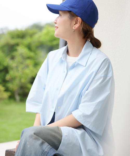 JOURNAL STANDARD(ジャーナルスタンダード)の「【oaedit】リンクルタイプライター ハーフスリーブシャツ(シャツ/ブラウス・レディース・ライトブルー/ホワイト・FREE)」の15枚目の写真