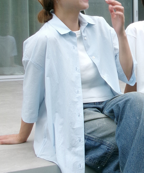 JOURNAL STANDARD(ジャーナルスタンダード)の「【oaedit】リンクルタイプライター ハーフスリーブシャツ(シャツ/ブラウス・レディース・ライトブルー/ホワイト・FREE)」の18枚目の写真