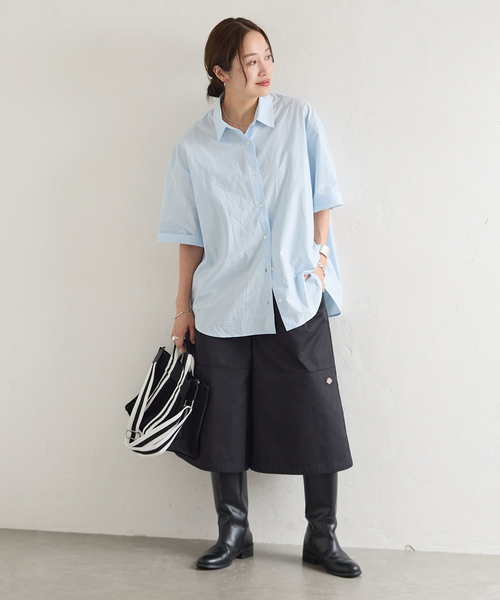 JOURNAL STANDARD(ジャーナルスタンダード)の「【oaedit】リンクルタイプライター ハーフスリーブシャツ(シャツ/ブラウス・レディース・ライトブルー/ホワイト・FREE)」の19枚目の写真