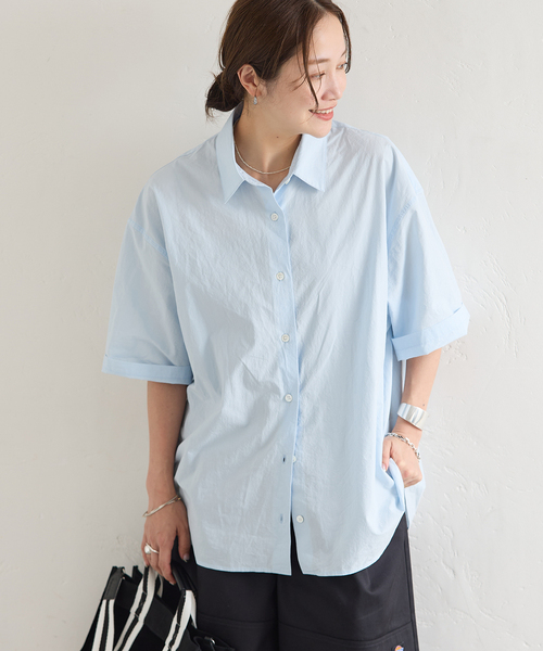 JOURNAL STANDARD(ジャーナルスタンダード)の「【oaedit】リンクルタイプライター ハーフスリーブシャツ(シャツ/ブラウス・レディース・ライトブルー/ホワイト・FREE)」の20枚目の写真