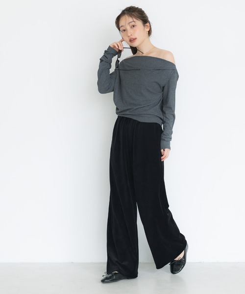 coca(coca)(コカ)の「コットンベロアワイドパンツ(その他パンツ・レディース・ブラック/グレー・S/M/L)」の11枚目の写真