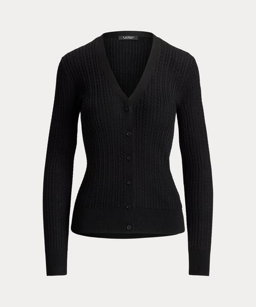 LAUREN RALPH LAUREN(ローレン ラルフ ローレン)の「ミニケーブル Vネック カーディガン(カーディガン/ボレロ・レディース・ブラック系1・S/M/L/XS)」の2枚目の写真
