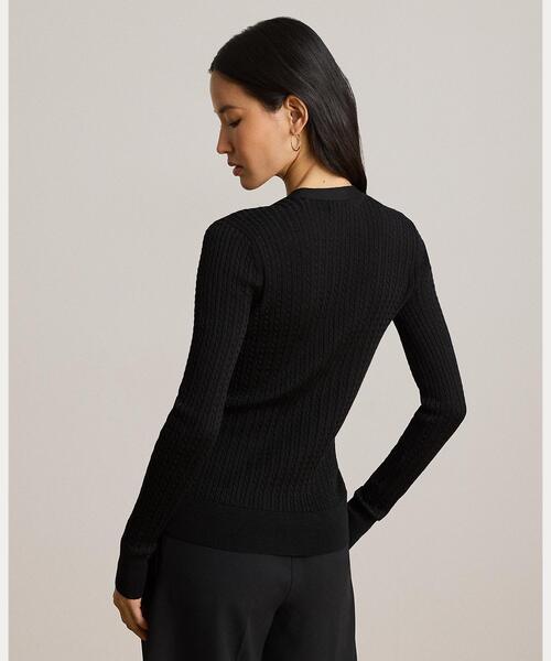 LAUREN RALPH LAUREN(ローレン ラルフ ローレン)の「ミニケーブル Vネック カーディガン(カーディガン/ボレロ・レディース・ブラック系1・S/M/L/XS)」の4枚目の写真