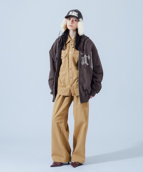 X-girl(エックスガール)の「LOOSE FIT EASY PANTS(チノパンツ・レディース・ベージュ/ブラック/マルチ・S/M)」の5枚目の写真