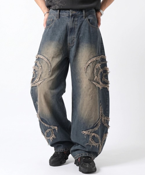 A'GEM/9 × .kom 『FREE DEE/フリーデイ』Side Cut Curved Denim Pants