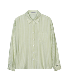 SHEER STRIPE OVERSIZED SHIRT_GREEN