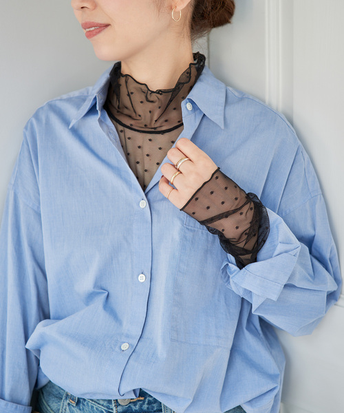 Spick & Span（スピックアンドスパン）の「ドットチュールプルオーバー（Tシャツ/カットソー・レディース・ホワイト系その他/ブラック・FREE）」の6枚目の写真