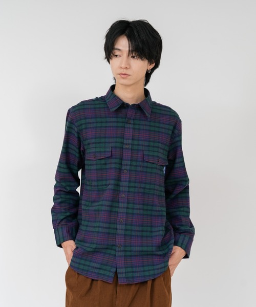 GERRY（ジェリー）の「【GERRY/ジェリー】【リアルウールシャツのような高級感】アムンゼンネルチェックシャツ 吸湿発熱 リサイクルコットン ライトアウター カジュアル ユニセックス（シャツ/ブラウス・メンズ・グリーン/ネイビー/ブラウン/グレー・MEDIUM/LARGE/X-LARGE）」の22枚目の写真