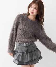 シャギーショート丈ニット
