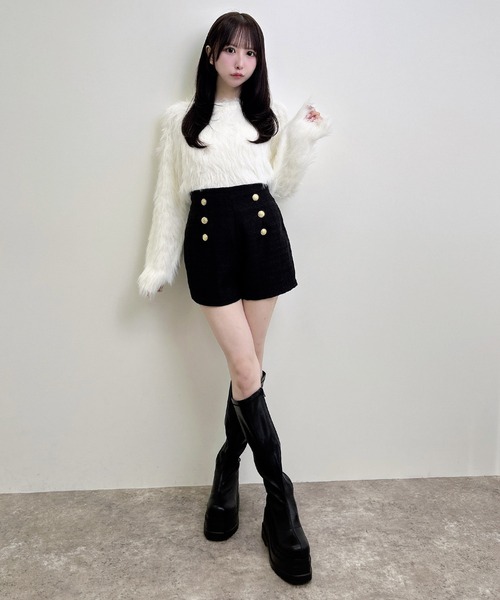 INGNI(イング)の「シャギーショート丈ニット(ニット/セーター・レディース・ブルー/チャコールグレー/ボルドー/アイボリー・M)」の21枚目の写真