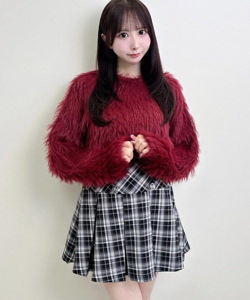 INGNI(イング)の「シャギーショート丈ニット(ニット/セーター・レディース・ブルー/チャコールグレー/ボルドー/アイボリー・M)」の9枚目の写真