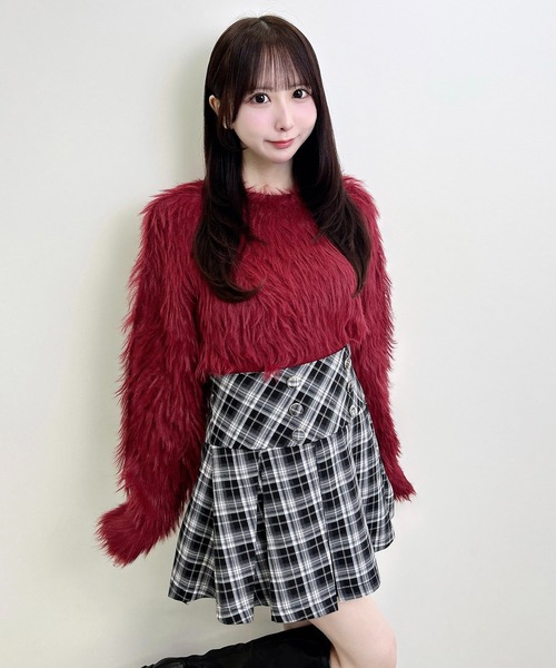 INGNI(イング)の「シャギーショート丈ニット(ニット/セーター・レディース・ブルー/チャコールグレー/ボルドー/アイボリー・M)」の10枚目の写真