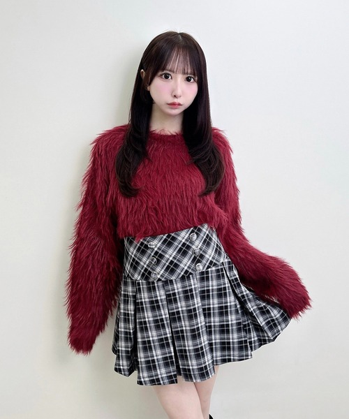 INGNI(イング)の「シャギーショート丈ニット(ニット/セーター・レディース・ブルー/チャコールグレー/ボルドー/アイボリー・M)」の11枚目の写真