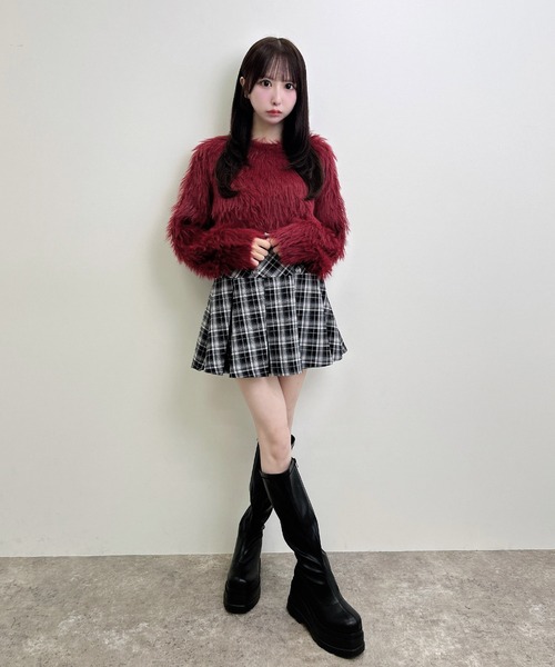 INGNI(イング)の「シャギーショート丈ニット(ニット/セーター・レディース・ブルー/チャコールグレー/ボルドー/アイボリー・M)」の14枚目の写真