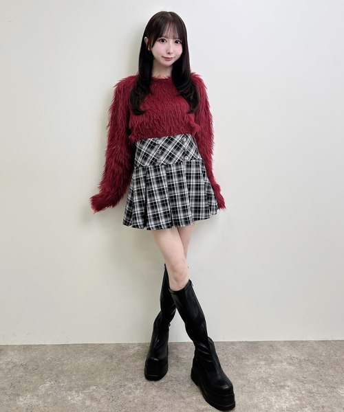 INGNI(イング)の「シャギーショート丈ニット(ニット/セーター・レディース・ブルー/チャコールグレー/ボルドー/アイボリー・M)」の15枚目の写真