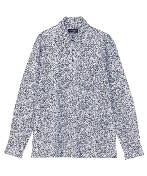 TOKYO SHIRTS(トウキョウシャツ)の「ビズポロ ポロシャツ 小花柄プリント 長袖 メンズ(ポロシャツ・メンズ・ネイビー・XL/L/LL)」の1枚目の写真