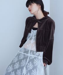 velour cropped hoodie
