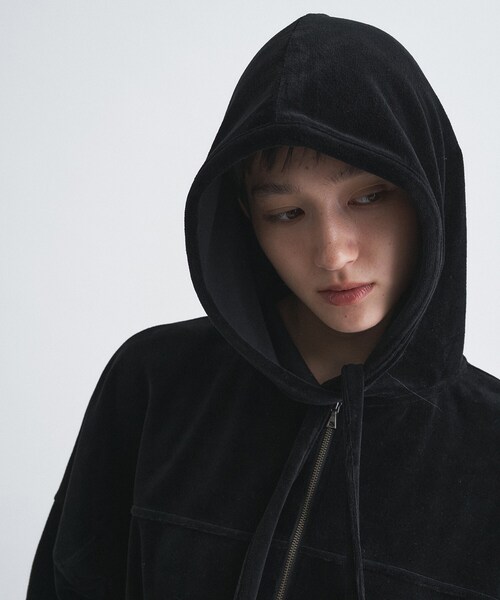 CODE A(コードエー)の「velour cropped hoodie(パーカー・レディース・ブラウン系その他/ブラック・00)」の9枚目の写真