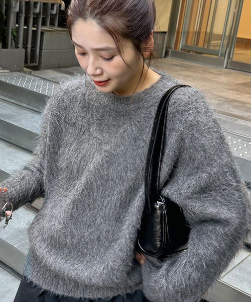 JOURNAL STANDARD(ジャーナルスタンダード)の「《WEB限定追加》シャギークルーネックプルオーバー(ニット/セーター・レディース・チャコールグレー/ブラック・FREE)」の2枚目の写真