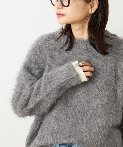 JOURNAL STANDARD(ジャーナルスタンダード)の「《WEB限定追加》シャギークルーネックプルオーバー(ニット/セーター・レディース・チャコールグレー/ブラック・FREE)」の6枚目の写真