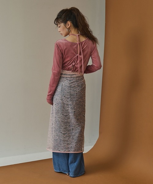 bohmal(ボマール)の「2wayシアーベロアツイストデザイントップス(Tシャツ/カットソー・レディース・ライム/ピンク/ブラウン・FREE)」の10枚目の写真