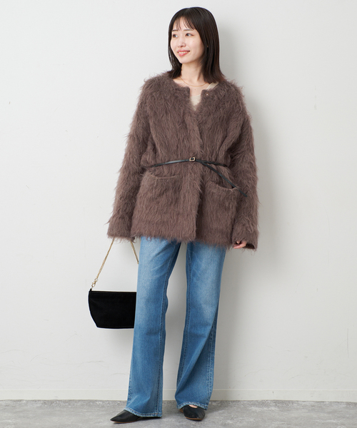 SLOBE IENA(スローブイエナ)の「シャギーカーディガン(カーディガン/ボレロ・レディース・アイボリー/ブラウン/サックスブルー・FREE)」の22枚目の写真