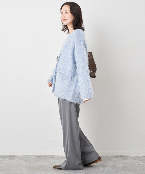 SLOBE IENA(スローブイエナ)の「シャギーカーディガン(カーディガン/ボレロ・レディース・アイボリー/ブラウン/サックスブルー・FREE)」の6枚目の写真