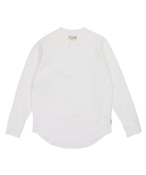 The DUFFER of ST.GEORGE（ザダファーオブセントジョージ）の「「AIR FLEX」MINI WAFFLE HENLEY L/SL TEE：機能素材 「エアフレックス」ミニワッフル ヘンリーネック ロングスリーブ Tシャツ（Tシャツ/カットソー・メンズ・ホワイト/ブラック/ブルーグレー・MEDIUM/SMALL/X-LARGE/LARGE）」の12枚目の写真