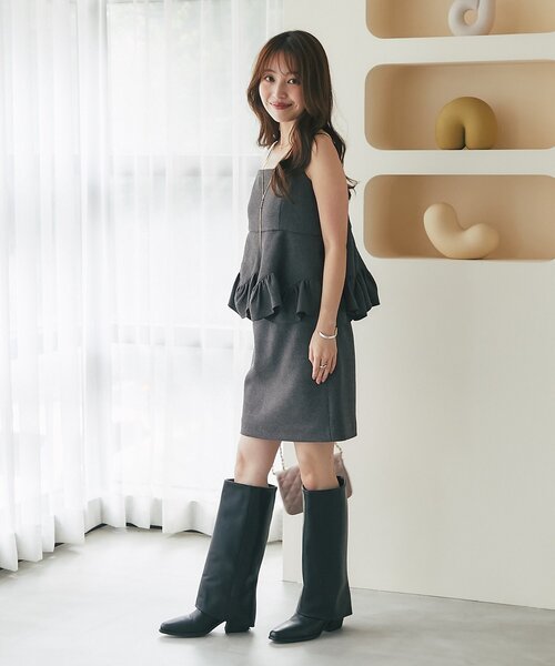 La boutique BonBon(ラブティックボンボン)の「【女子力UP】ツイードランダムペプラムフリルキャミ(アンサンブル・レディース・グレー系その他/チャコールグレー・FREE)」の20枚目の写真