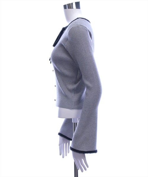 clear（クリア）の「フロントリボンビジューボタンニットトップス［骨格ウェーブ／フェミニン／配色デザイン］（ニット/セーター・レディース・グレー/ブラック/ブラウン/アイボリー・F）」の19枚目の写真