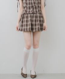 【セットアップ対応】バルーンチェックミニスカート