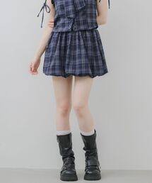 【セットアップ対応】バルーンチェックミニスカート