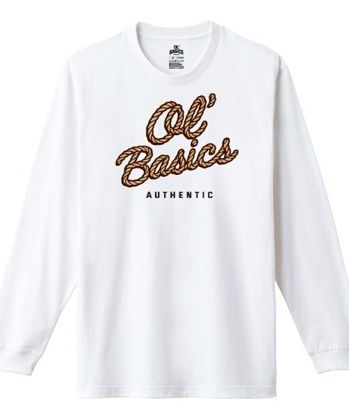 Ol' Basics（オールベーシックス）の「Ol' Basics（オール・ベーシックス） 長袖Tシャツ Ol'Basics ロープ ロゴ プリント 袖リブ ロンT ロングTシャツ トップス カットソー メンズ ユニセックス（Tシャツ/カットソー・メンズ・ヘザーグレー/ホワイト/ブラック・M/L/XL）」の2枚目の写真