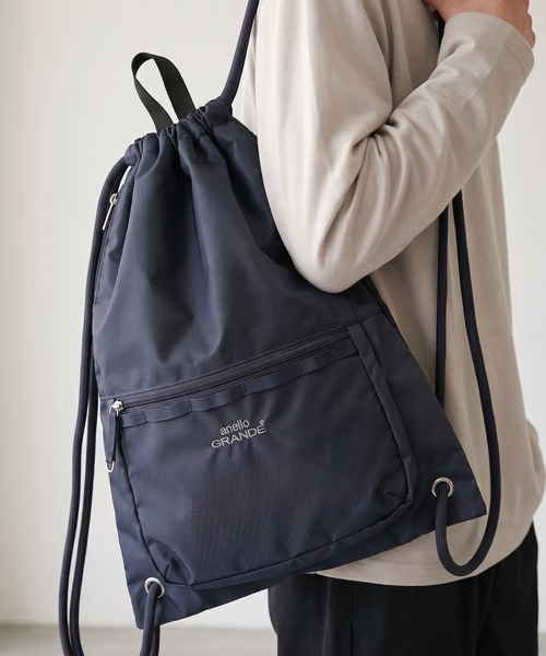 anello GRANDE(アネログランデ)の「AnelloGRANDE DC2ナップサック(バックパック/リュック・レディース・ネイビー/ライトグレー/ブラック・FREE)」の3枚目の写真