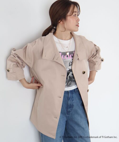 le.coeur blanc(ルクールブラン)の「【撥水】ツイルストレッチステンカラーコート(ステンカラーコート・レディース・ブラウン/サンドベージュ・38)」の16枚目の写真