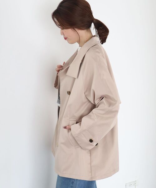 le.coeur blanc(ルクールブラン)の「【撥水】ツイルストレッチステンカラーコート(ステンカラーコート・レディース・ブラウン/サンドベージュ・38)」の17枚目の写真