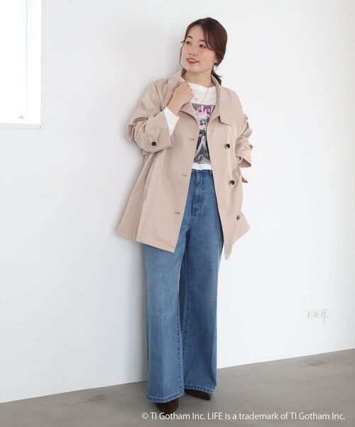 le.coeur blanc(ルクールブラン)の「【撥水】ツイルストレッチステンカラーコート(ステンカラーコート・レディース・ブラウン/サンドベージュ・38)」の3枚目の写真