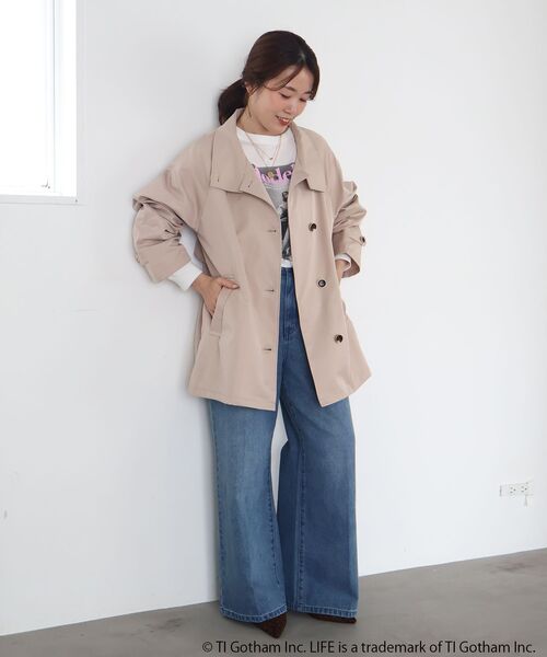 le.coeur blanc(ルクールブラン)の「【撥水】ツイルストレッチステンカラーコート(ステンカラーコート・レディース・ブラウン/サンドベージュ・38)」の4枚目の写真