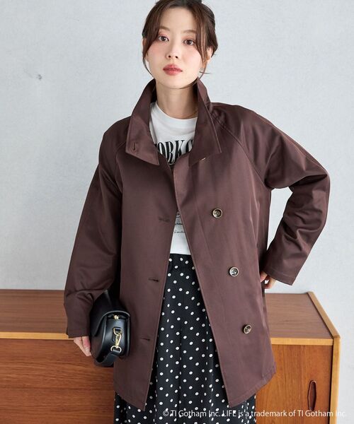 le.coeur blanc(ルクールブラン)の「【撥水】ツイルストレッチステンカラーコート(ステンカラーコート・レディース・ブラウン/サンドベージュ・38)」の7枚目の写真
