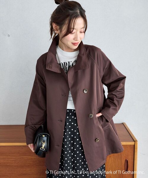 le.coeur blanc(ルクールブラン)の「【撥水】ツイルストレッチステンカラーコート(ステンカラーコート・レディース・ブラウン/サンドベージュ・38)」の8枚目の写真