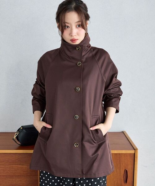 le.coeur blanc(ルクールブラン)の「【撥水】ツイルストレッチステンカラーコート(ステンカラーコート・レディース・ブラウン/サンドベージュ・38)」の10枚目の写真