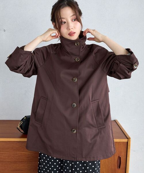 le.coeur blanc(ルクールブラン)の「【撥水】ツイルストレッチステンカラーコート(ステンカラーコート・レディース・ブラウン/サンドベージュ・38)」の11枚目の写真