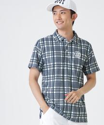 【PEARLY GATES】メッシュジャガード半袖ポロシャツ ＜チェック柄＞ (MENS)