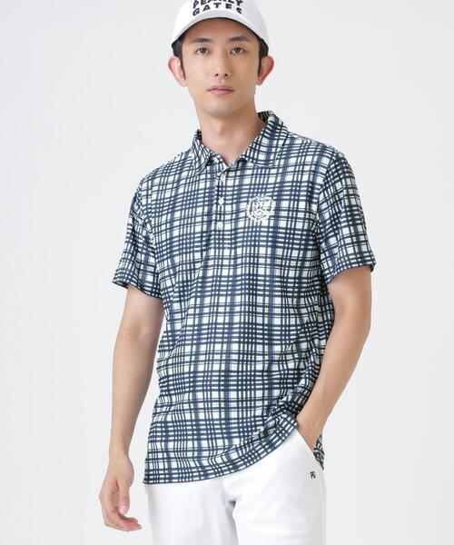 PEARLY GATES(パーリーゲイツ)の「【PEARLY GATES】メッシュジャガード半袖ポロシャツ <チェック柄> (MENS)(ポロシャツ・メンズ・ホワイト系その他・MEDIUM/X-LARGE/LARGE/XX-LARGE)」の2枚目の写真