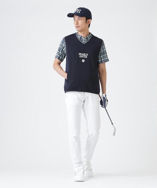 PEARLY GATES(パーリーゲイツ)の「【PEARLY GATES】メッシュジャガード半袖ポロシャツ <チェック柄> (MENS)(ポロシャツ・メンズ・ホワイト系その他・MEDIUM/X-LARGE/LARGE/XX-LARGE)」の7枚目の写真