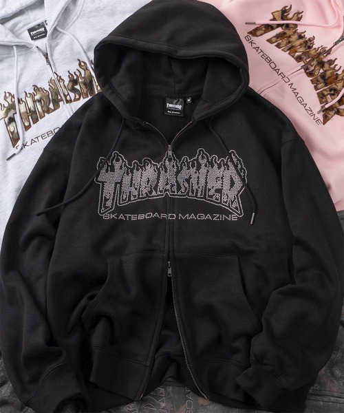 THRASHER(スラッシャー)の「【70】【THRASHER/スラッシャー】 柄アソート ダブルジップ パーカー/フーディー/オーバーサイズ/ライトアウター/ヒョウ柄/レオパード/リアルツリー/カモフラ/Y2K/裏起毛/ダブルZIP/ショート丈あり/ユニセックス/レディース/メンズ(パーカー・メンズ・ピンク/ブラック/グレー/ブラック系/ブラック系1/グリーン系カモフラージュ/グレー系カモフラージュ・M/L/XL/FREE)」の3枚目の写真