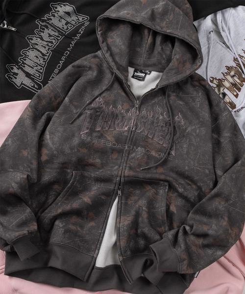 THRASHER(スラッシャー)の「【70】【THRASHER/スラッシャー】 柄アソート ダブルジップ パーカー/フーディー/オーバーサイズ/ライトアウター/ヒョウ柄/レオパード/リアルツリー/カモフラ/Y2K/裏起毛/ダブルZIP/ショート丈あり/ユニセックス/レディース/メンズ(パーカー・メンズ・ピンク/ブラック/グレー/ブラック系/ブラック系1/グリーン系カモフラージュ/グレー系カモフラージュ・M/L/XL/FREE)」の7枚目の写真