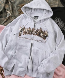 【70】【THRASHER/スラッシャー】 柄アソート ダブルジップ パーカー/フーディー/オーバーサイズ/ライトアウター/ヒョウ柄/レオパード/リアルツリー/カモフラ/Y2K/裏起毛/ダブルZIP/ショート丈あり/ユニセックス/レディース/メンズ